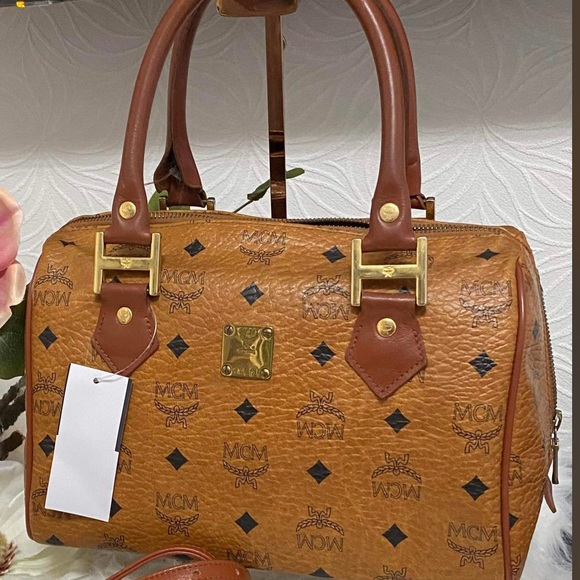 MCM Handbags - Authentic MCM Small Boston Bag Visetos